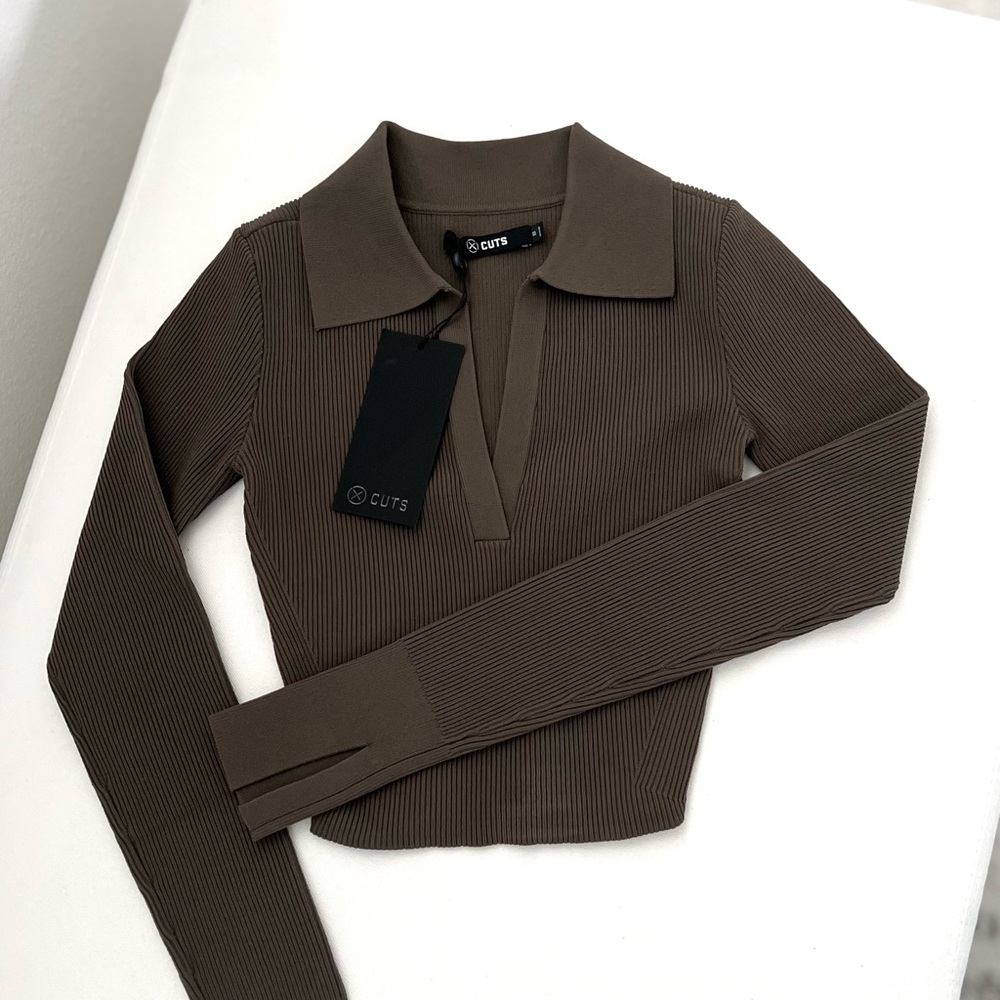 SOLD • NWT • Cuts Clothing CoreflexT™ Long Sleeve Ribbed Polo in Size XS